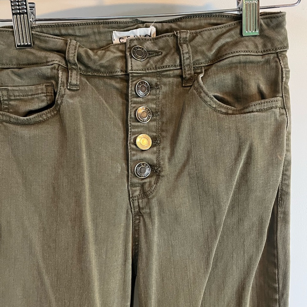 Cello Green High Rise Jeans with Button-Fly